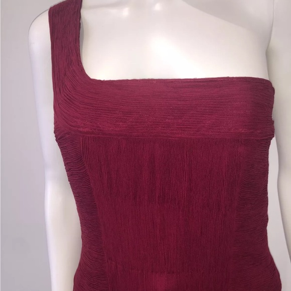 Elie Tahari Black Silk Chiffon Pleated One Shoulder Cocktail Dress - Picture 10 of 11